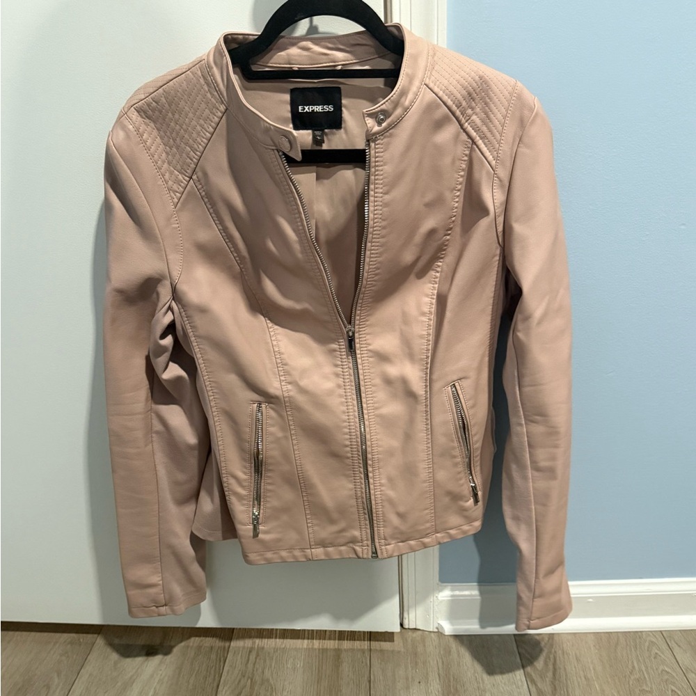 Faux leather jacket blush pink